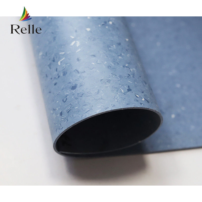 Relle ブルー&ホワイト グラニット 均質 抗菌 ヴィニール 床 ロール PUR コーティング