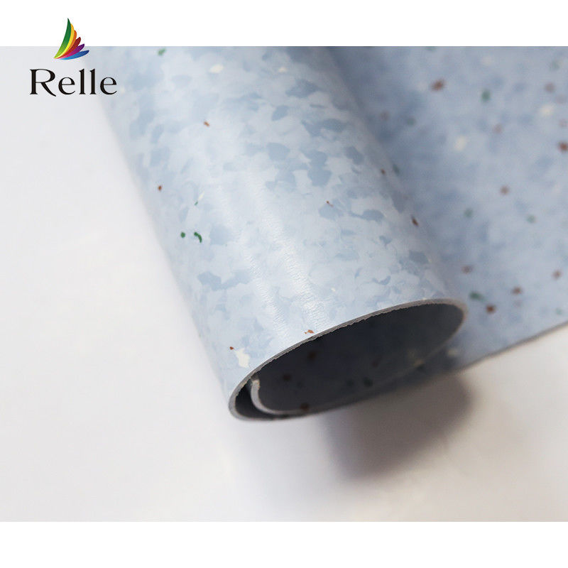 Relle ブルー&ホワイト グラニット 均質 抗菌 ヴィニール 床 ロール PUR コーティング