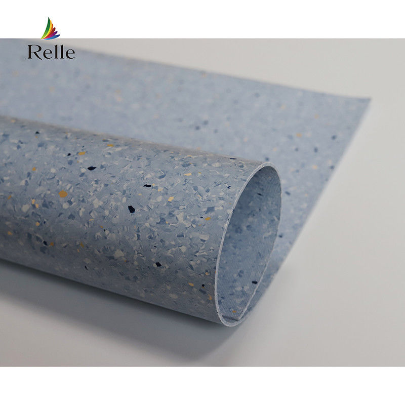 Relle ブルー&ホワイト グラニット 均質 抗菌 ヴィニール 床 ロール PUR コーティング