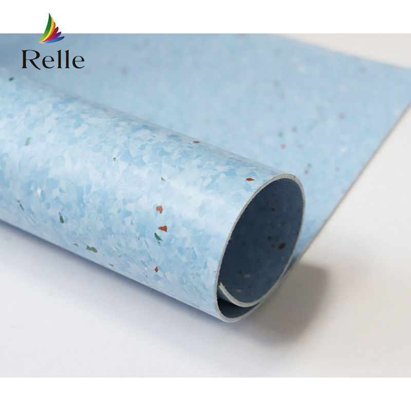 Relle ブルー&ホワイト グラニット 均質 抗菌 ヴィニール 床 ロール PUR コーティング