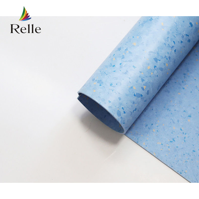 Relle ブルー&ホワイト グラニット 均質 抗菌 ヴィニール 床 ロール PUR コーティング