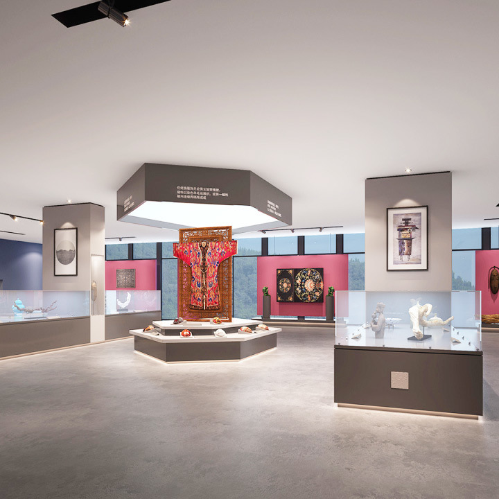 美術館展示用地用のレール防滑と音吸収ゴム床